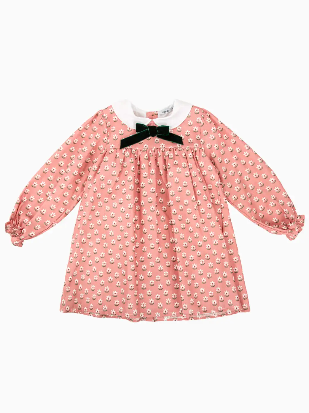 Vestido para niña con lazo de terciopelo - Rosa - Imagen 3