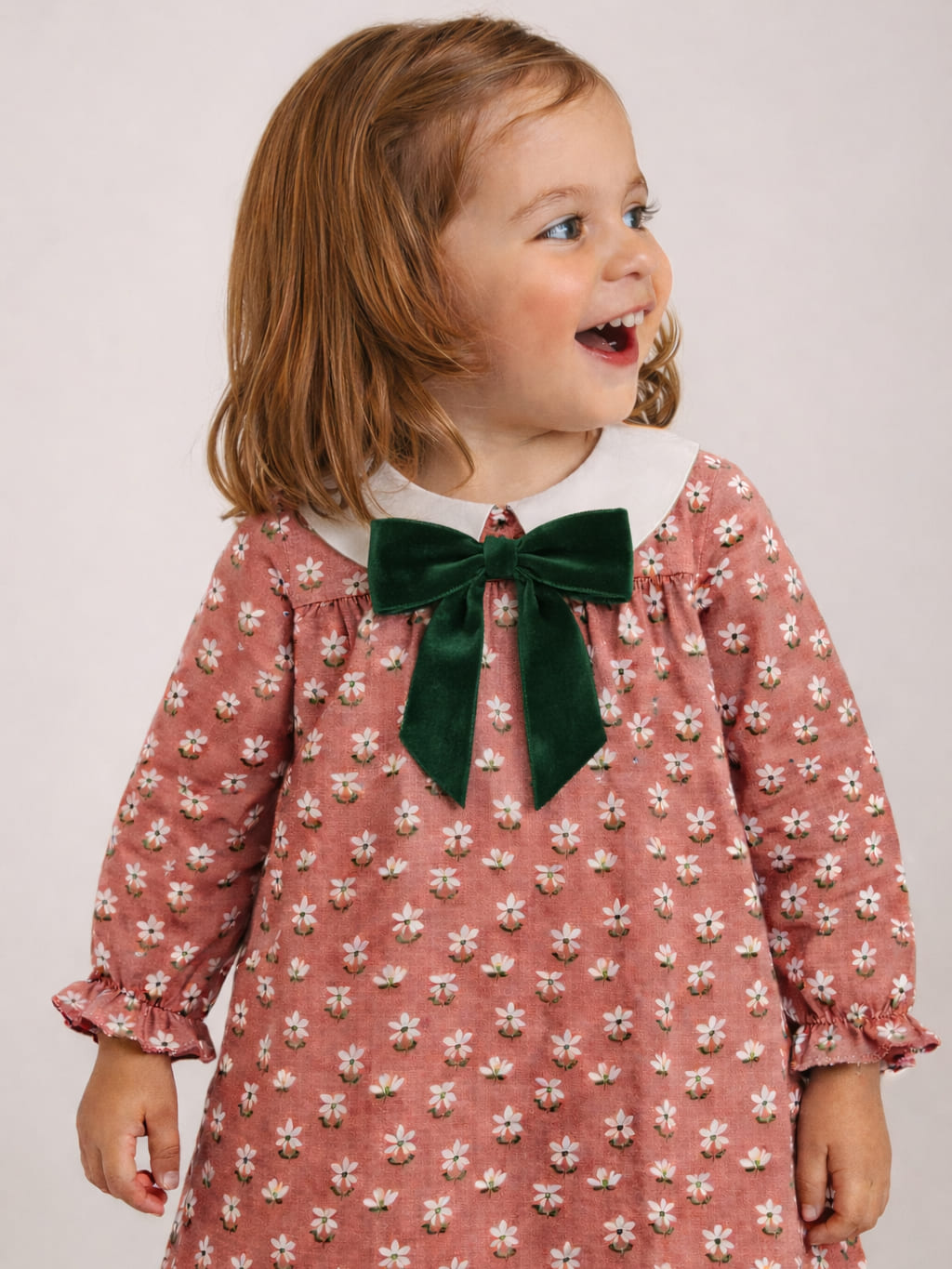 Vestido para niña con lazo de terciopelo - Rosa