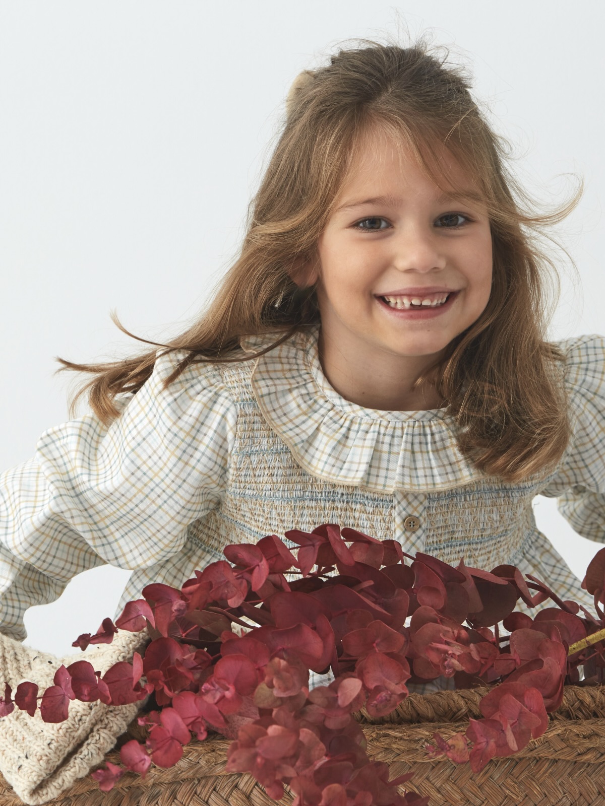 Vestito bambina a quadretti con smock - Verde - immagine 6