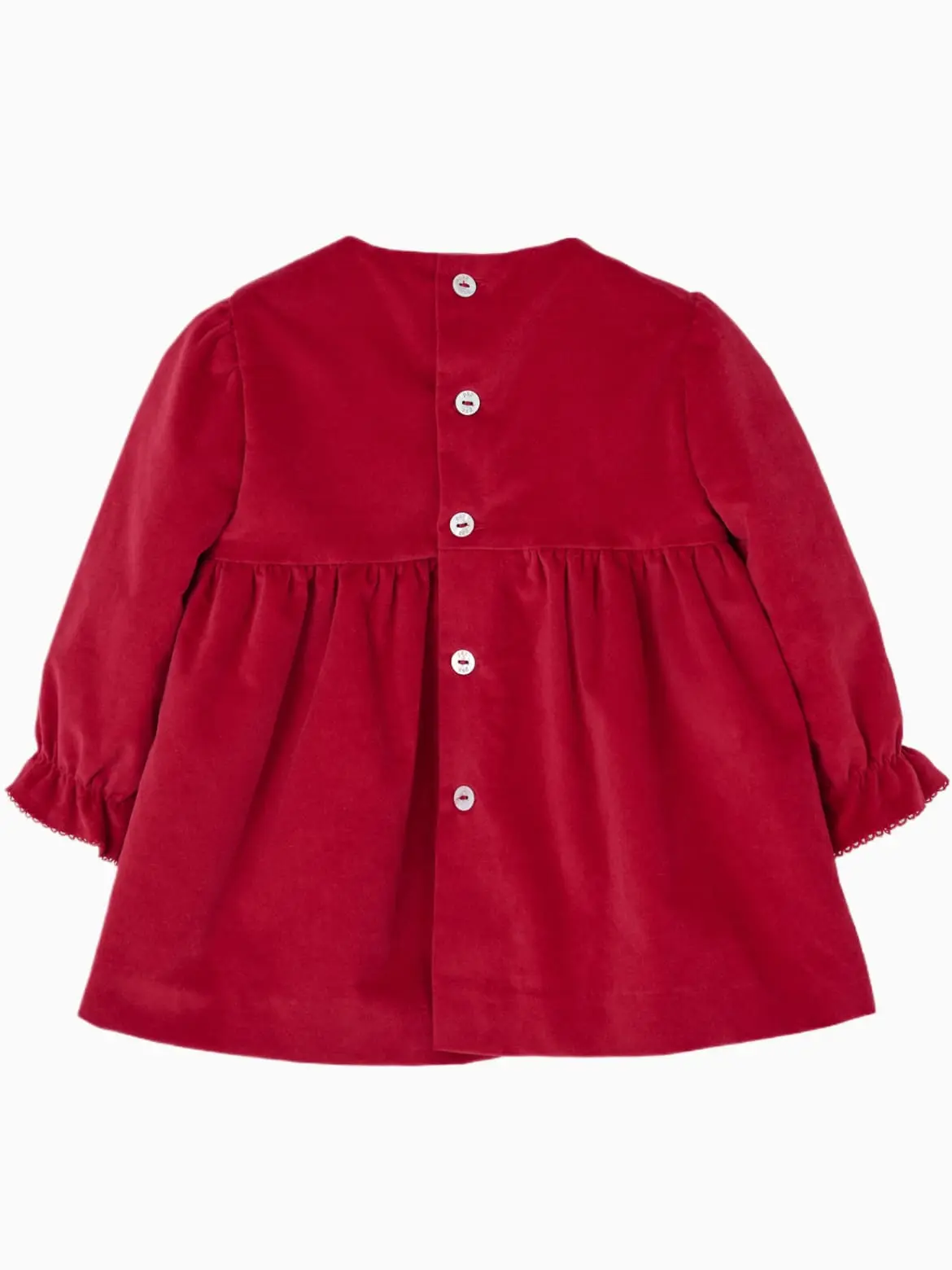 Robe en velours brodée de fleurs – Rouge – Image 3