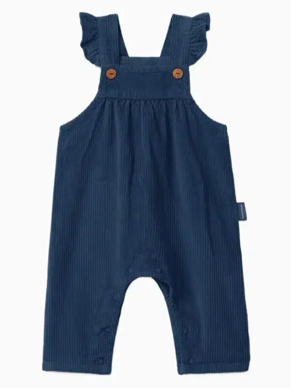Salopette bébé fille en velours côtelé à volants - Marine