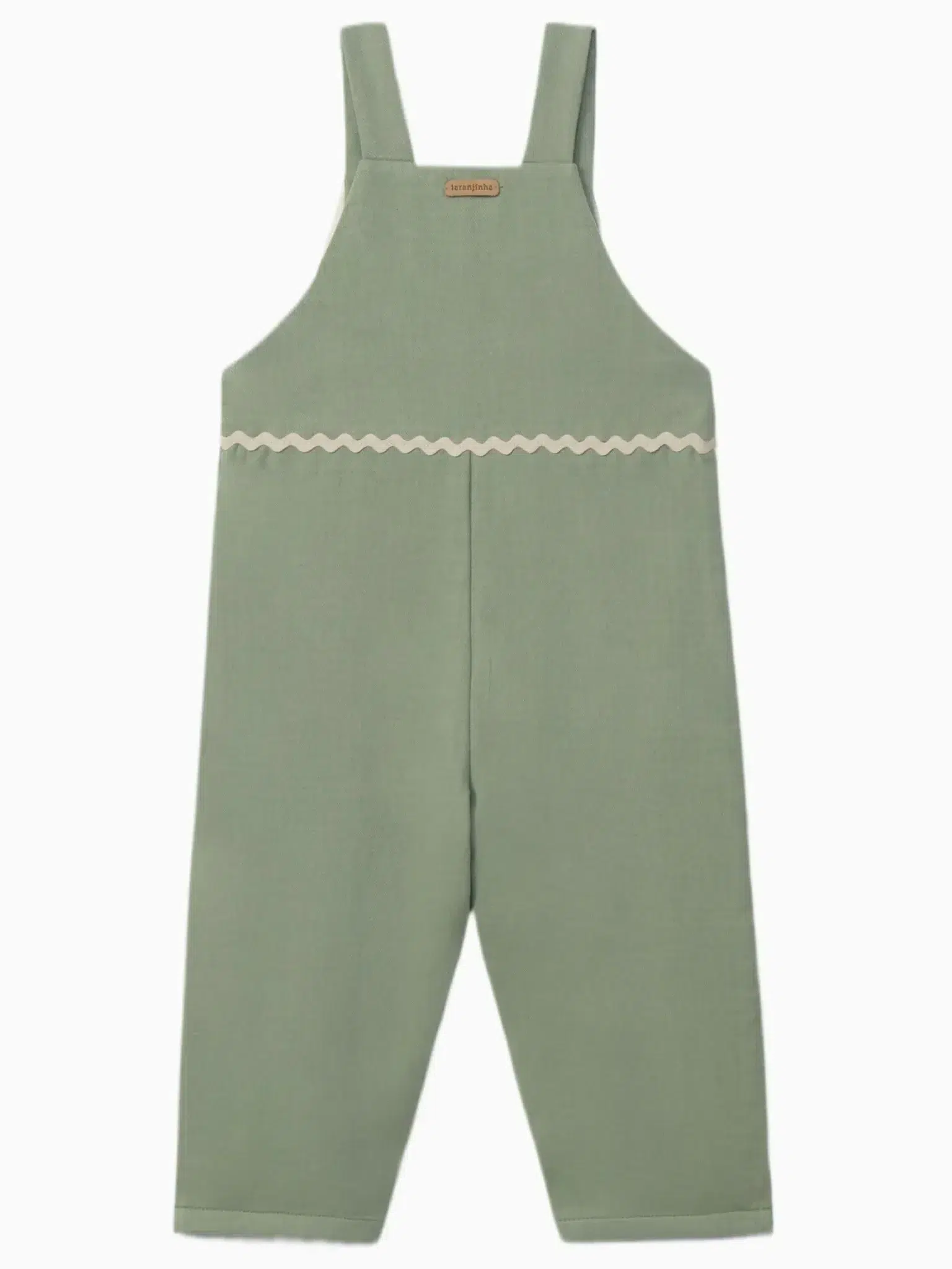 Salopette fille à broderies fleuries - Vert olive – Image 3
