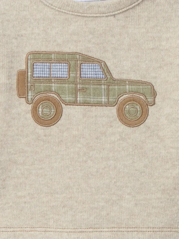 Sweat garçon motif Jeep - Beige chiné
