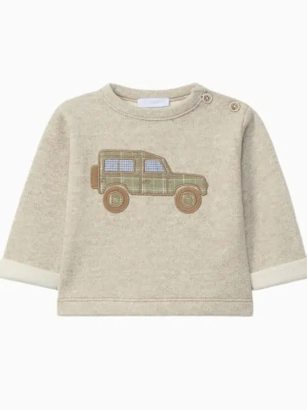 Sweat garçon motif Jeep - Beige chiné