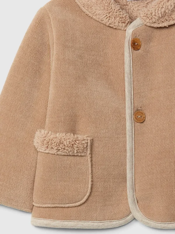 Veste bébé fourrée en jersey - Beige foncé