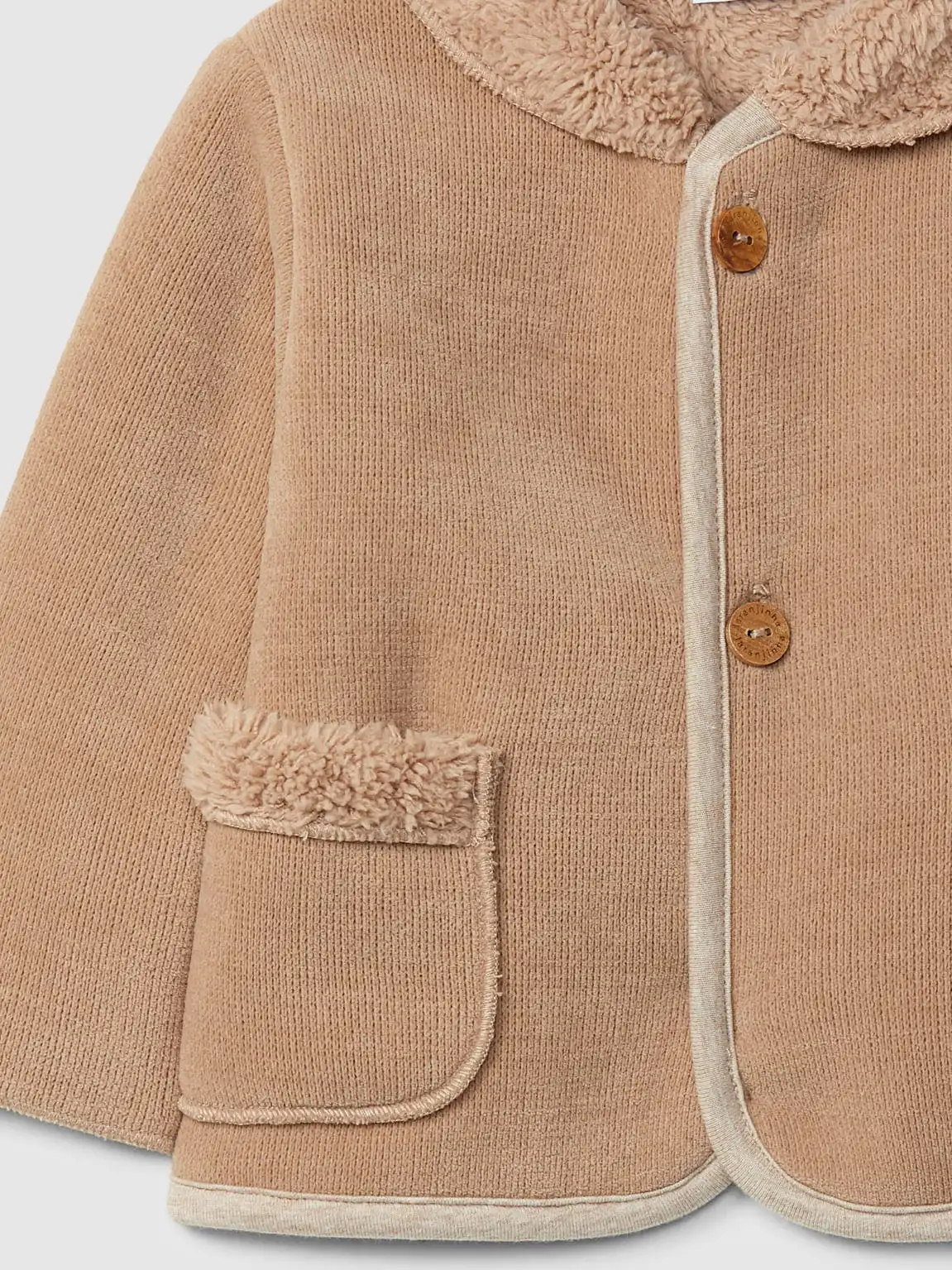 Veste bébé fourrée en jersey - Beige foncé – Image 2