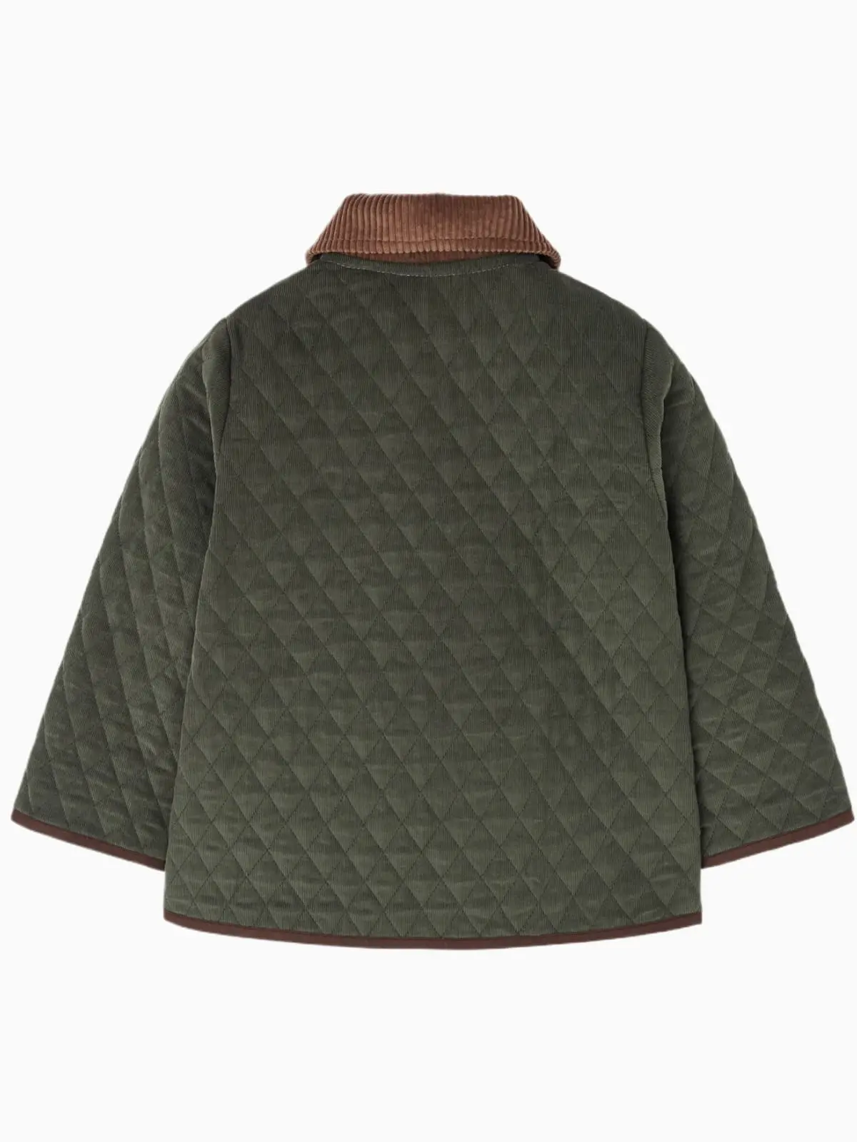 Veste garçon matelassée à col en velours côtelé - Vert – Image 4