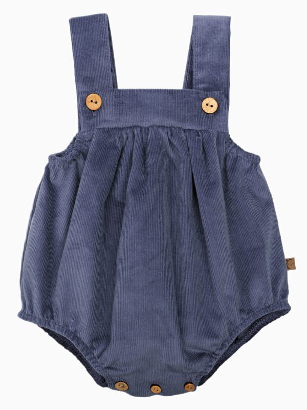 Barboteuse bébé en velours côtelé bleu