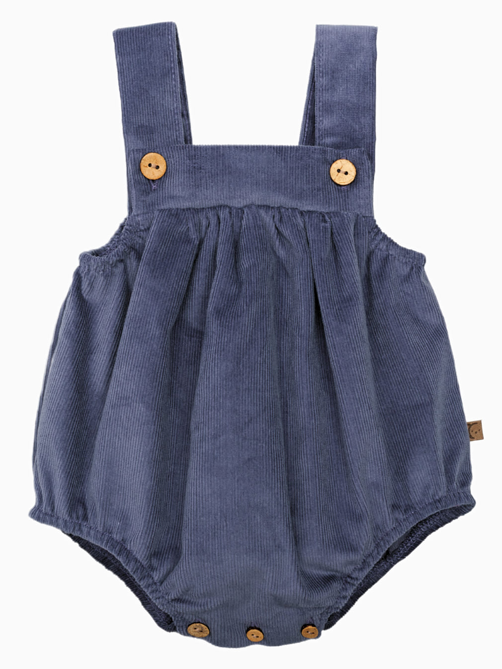 Barboteuse bébé en velours côtelé bleu