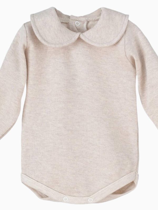 Body bébé à col Claudine - Beige chiné