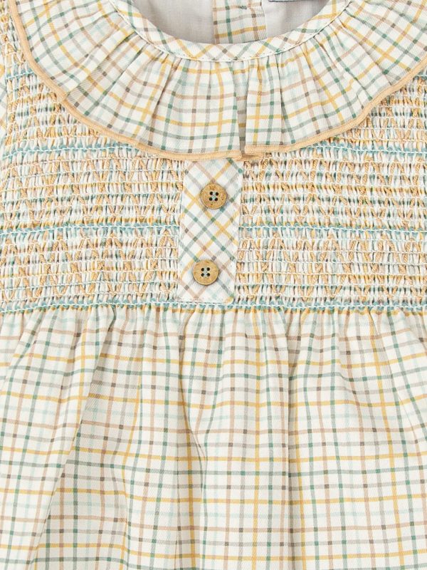 Abito corto a quadretti con smock e bloomer abbinato - Verde