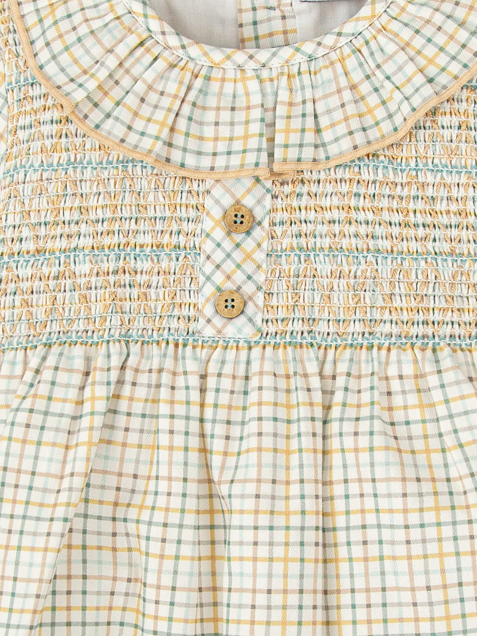 Abito corto a quadretti con smock e bloomer abbinato - Verde - immagine 2