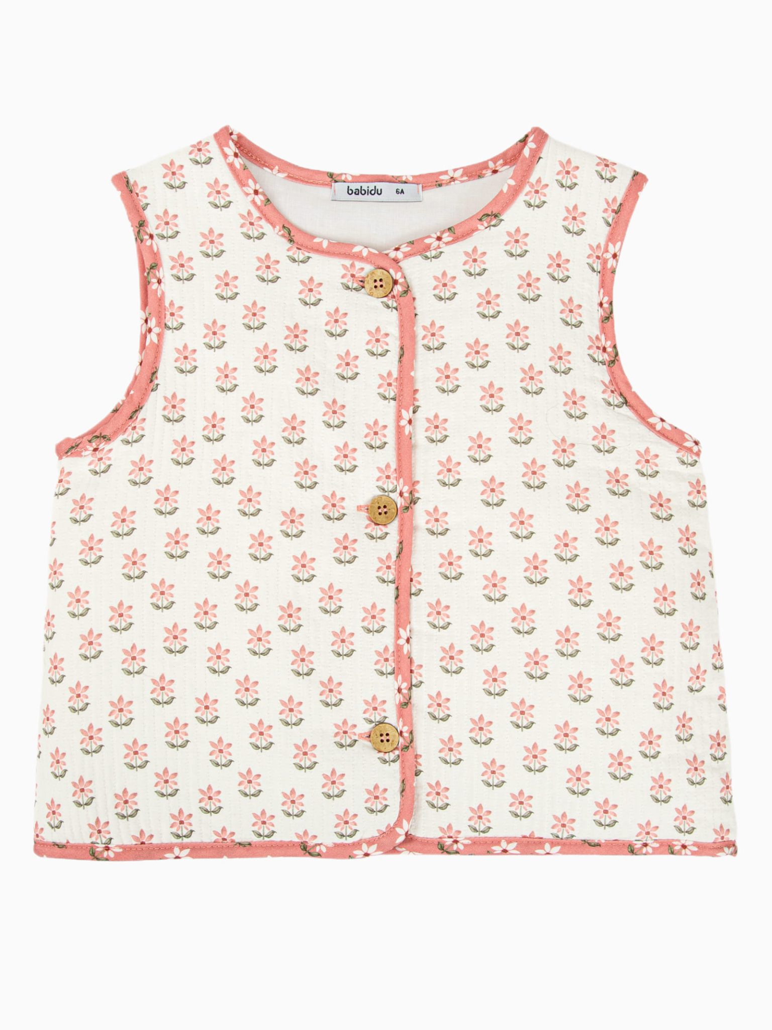 Chaleco acolchado sin mangas con flores - Rosa