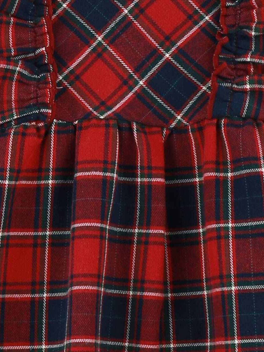 Détail de la robe bébé écossaise rouge