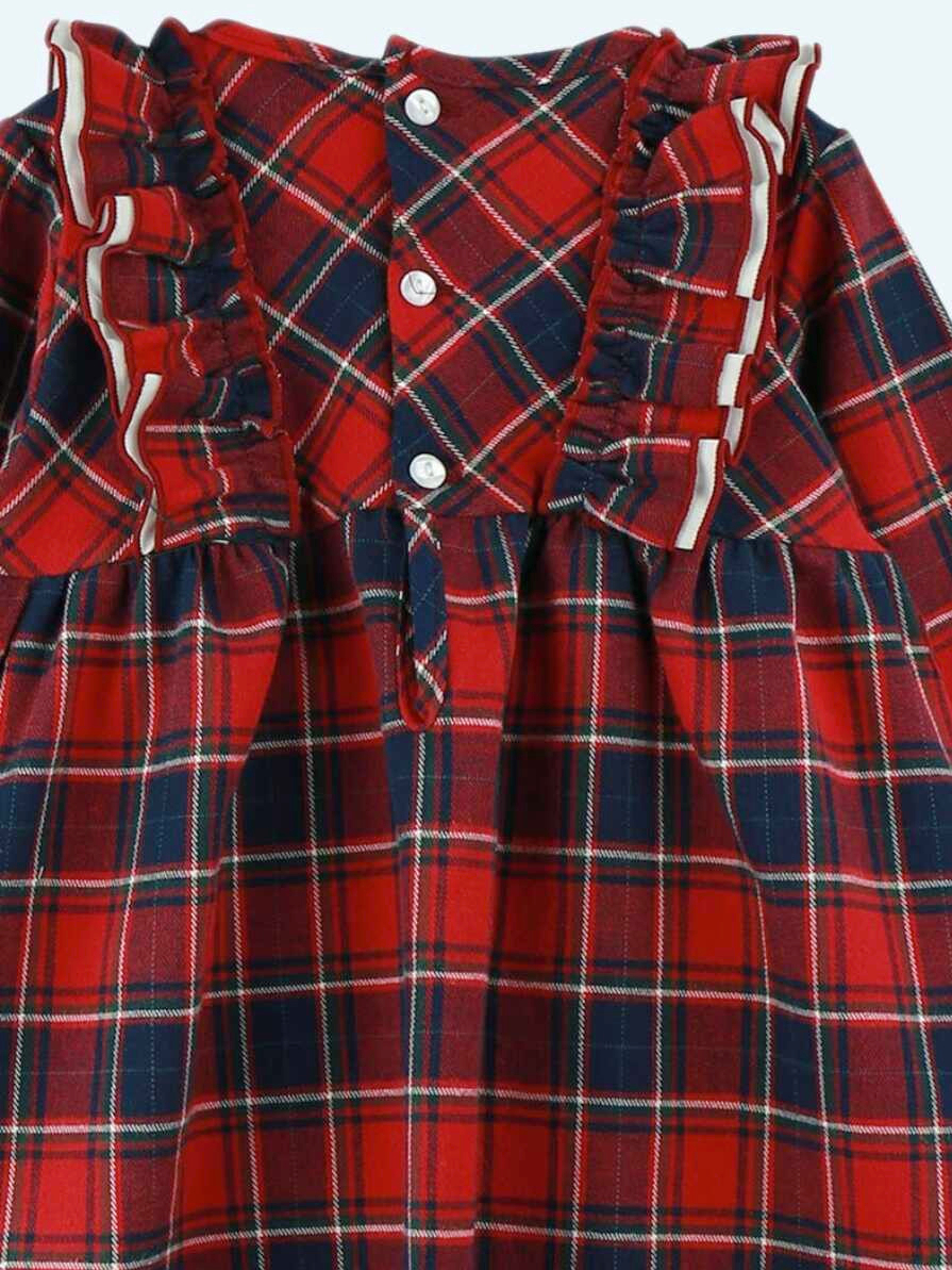Robe bébé écossaise rouge vue de dos
